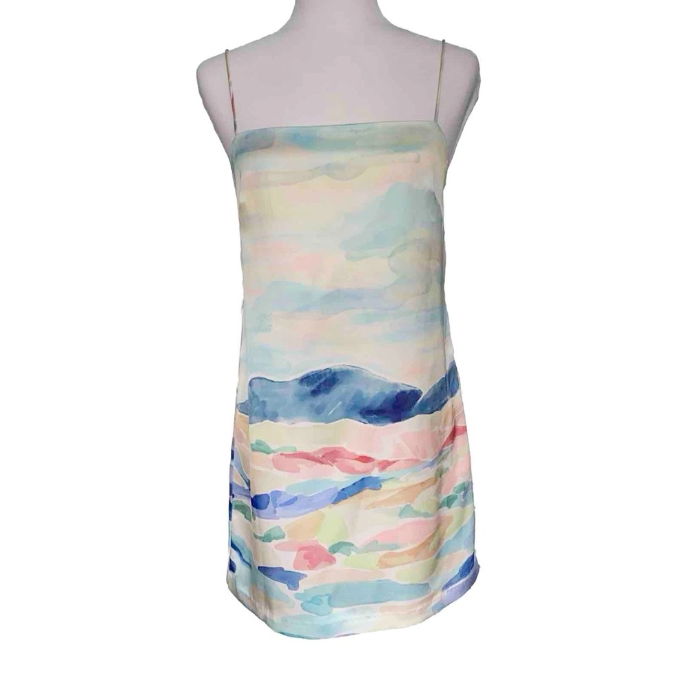 SONG OF STYLE Gaia colorful print square neck spaghetti strap mini slip dress